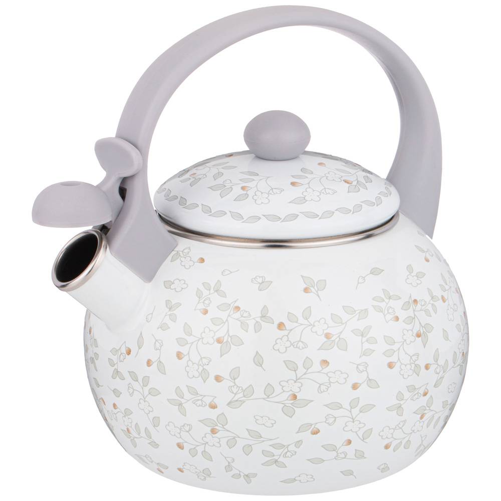 ЧАЙНИК AGNESS ЭМАЛИРОВАННЫЙ СО СВИСТКОМ, СЕРИЯ, ВИВЬЕН, 2, 2Л, ИНДУКЦИОННОЕ ДНО