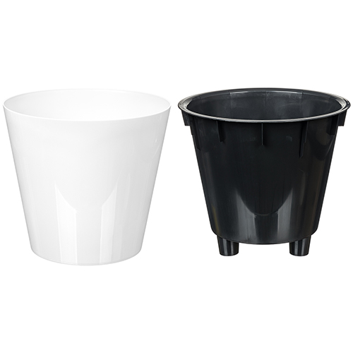 Горшок для цветов 4 л Homver Rosemary 221600129/01, 200 мм, с дренажной вставкой, белый