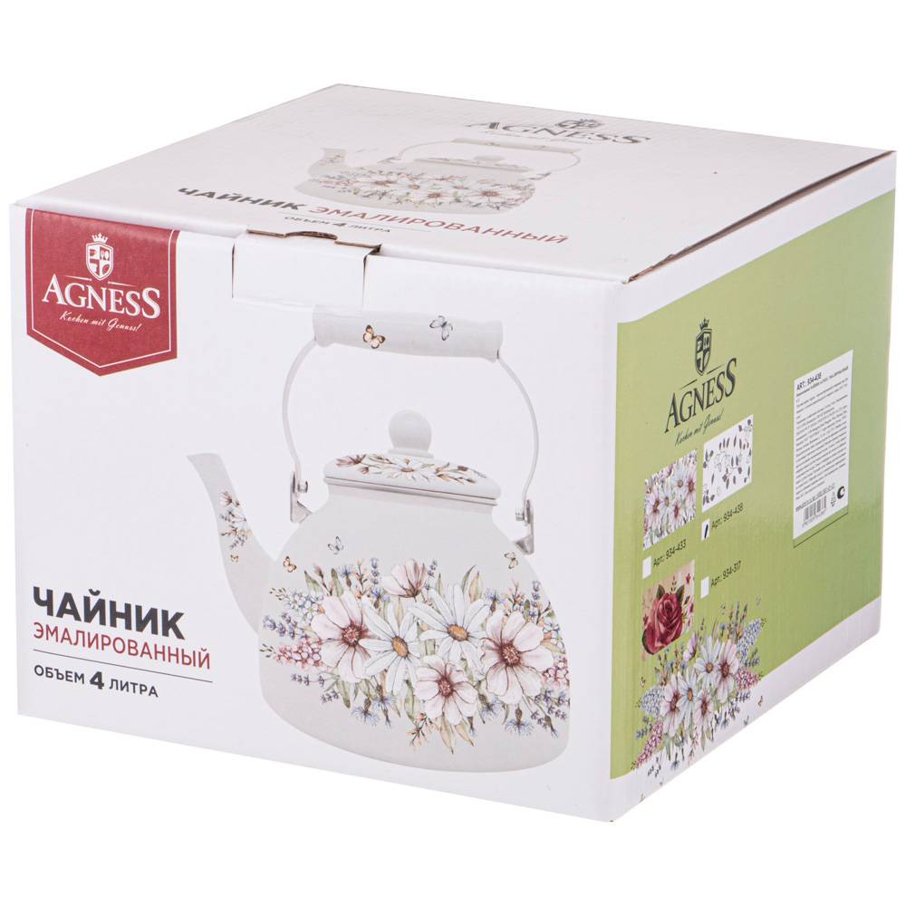 ЧАЙНИК AGNESS ЭМАЛИРОВАННЫЙ СЕРИЯ, ДВОРЦОВЫЙ ПАРК, 4 Л