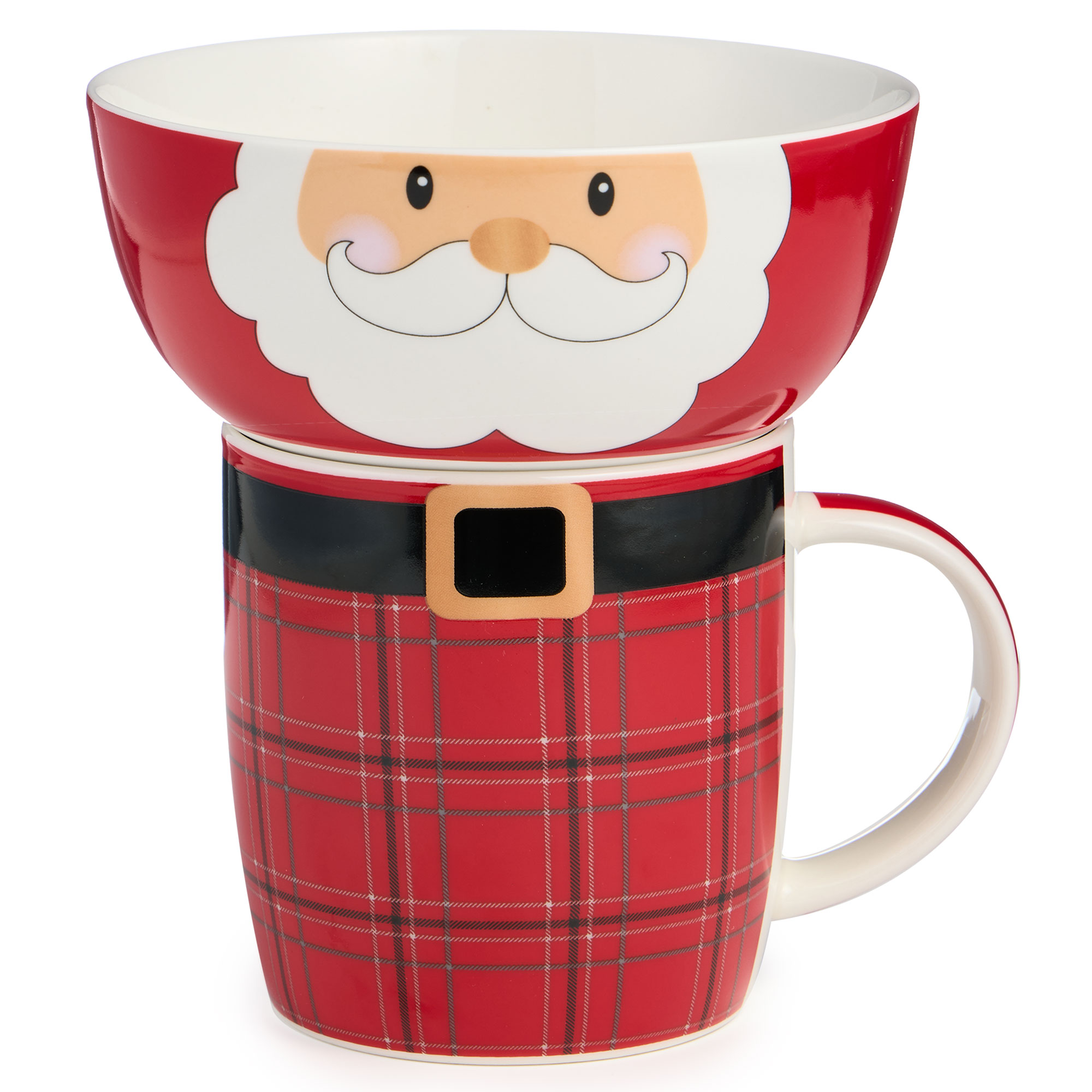 НАБОР ПОСУДЫ LEFARD, САНТА, 2 ПР., КРУЖКА 355 МЛ, САЛАТНИК 12, 5 СМ