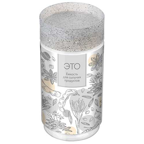 Емкость для сыпучих продуктов 1 л Homver Asti 221150721/02, гранит светло-серая