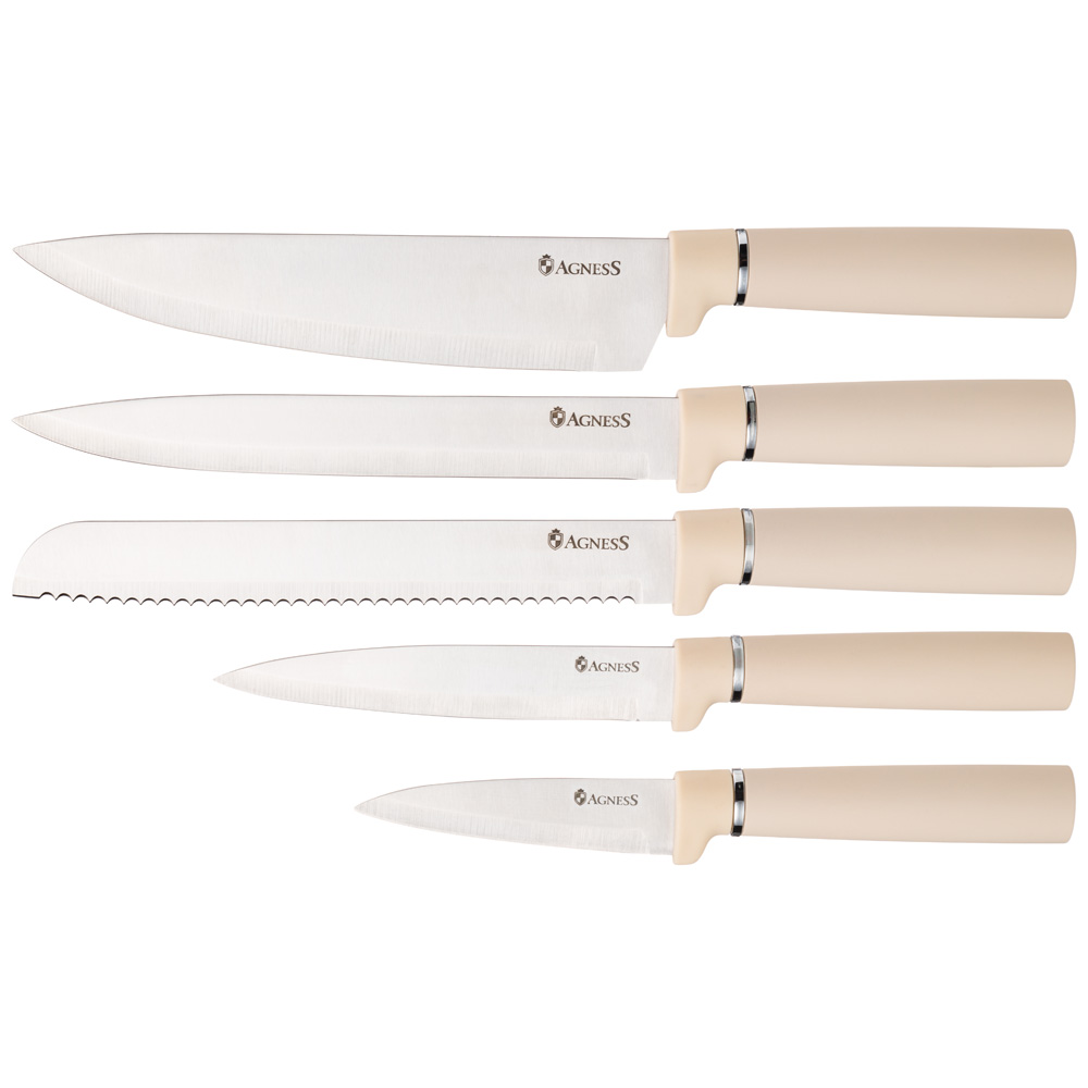 НАБОР ИЗ 10ПР: 5 НОЖЕЙ, 4 ДОСКИ И ПОДСТАВКА AGNESS