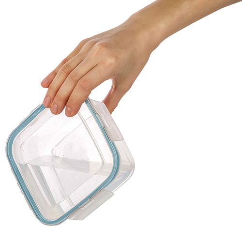 Контейнер для продуктов 1.3 л Homver 221103718/02, с защелками, герметичный, прямоугольный, бесцветный