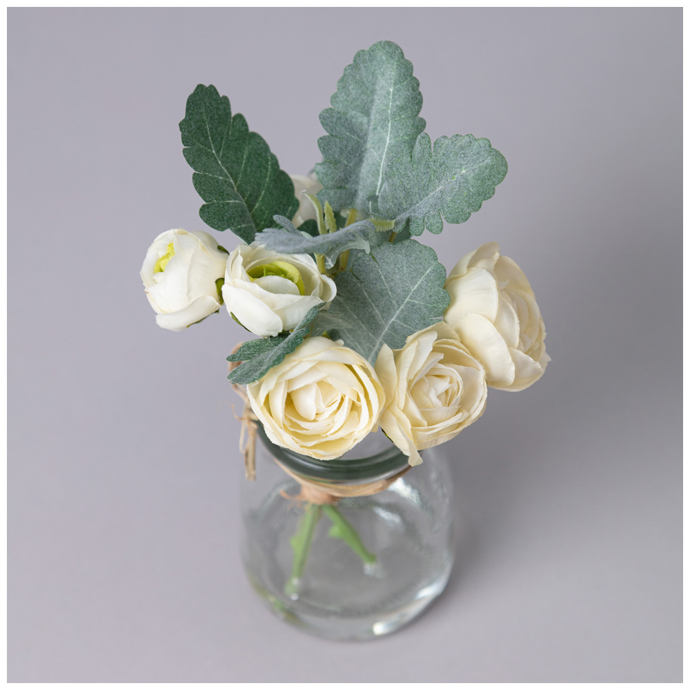 БУКЕТ ИСКУССТВЕННЫХ ЦВЕТОВ В КРУГЛОЙ ВАЗЕ ВЫСОТА= 16СМ, МАЛ=8ШТ./КОР=64ШТ.