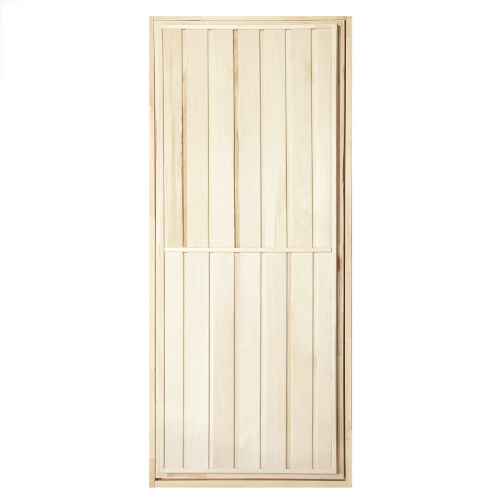 Дверь для бани БАННАЯ ЛИНИЯ, глухая с фольгой 1.9 х 0.7 м, липа класс Б, коробка из липы, петли