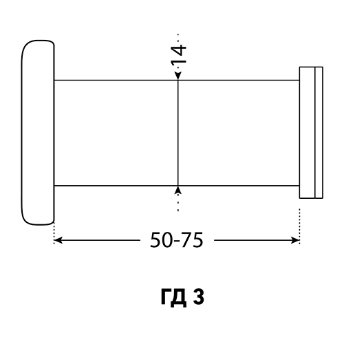 Глазок дверной АЛЛЮР ГД-3 БШт 50-75мм d=14мм хром, 1/20/200