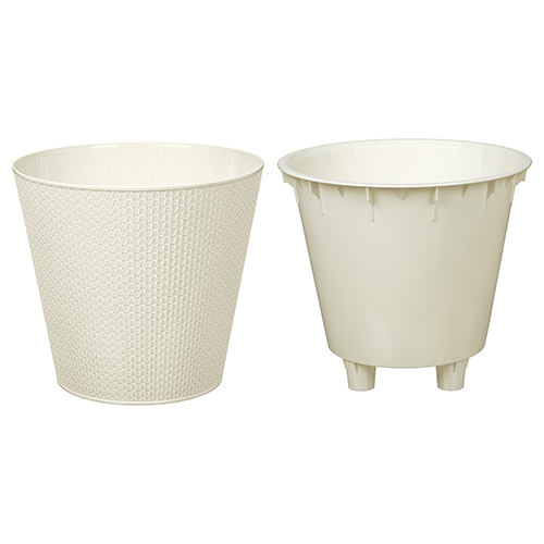 Горшок для цветов 16 л Homver Velvet 221600525/01, 330 мм, с дренажной вставкой, на колесиках, светло-бежевый