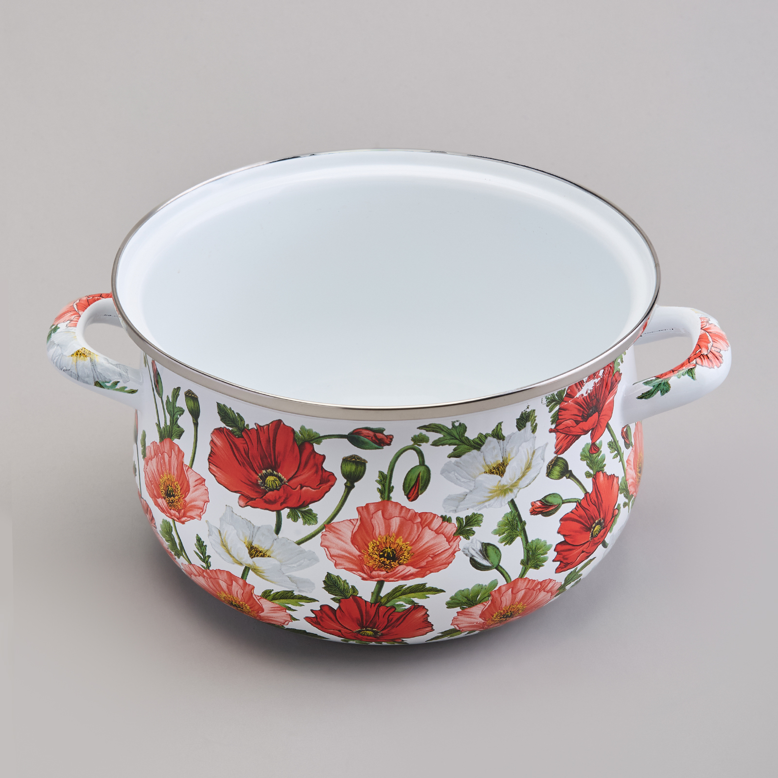 КАСТРЮЛЯ AGNESS ЭМАЛИРОВАННАЯ С ЭМАЛ.КРЫШКОЙ СЕРИЯ, МАКИ,  2.8 Л, 20*12 СМ