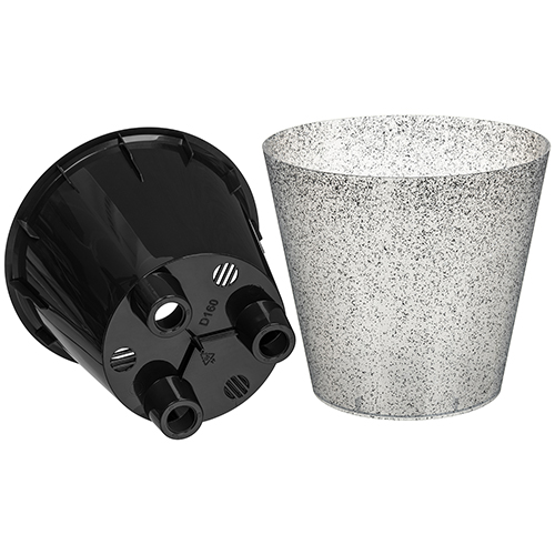 Горшок для цветов 1.6 л Grenada 221609121/02, 160 мм, с дренажной вставкой, гранит светло-серый