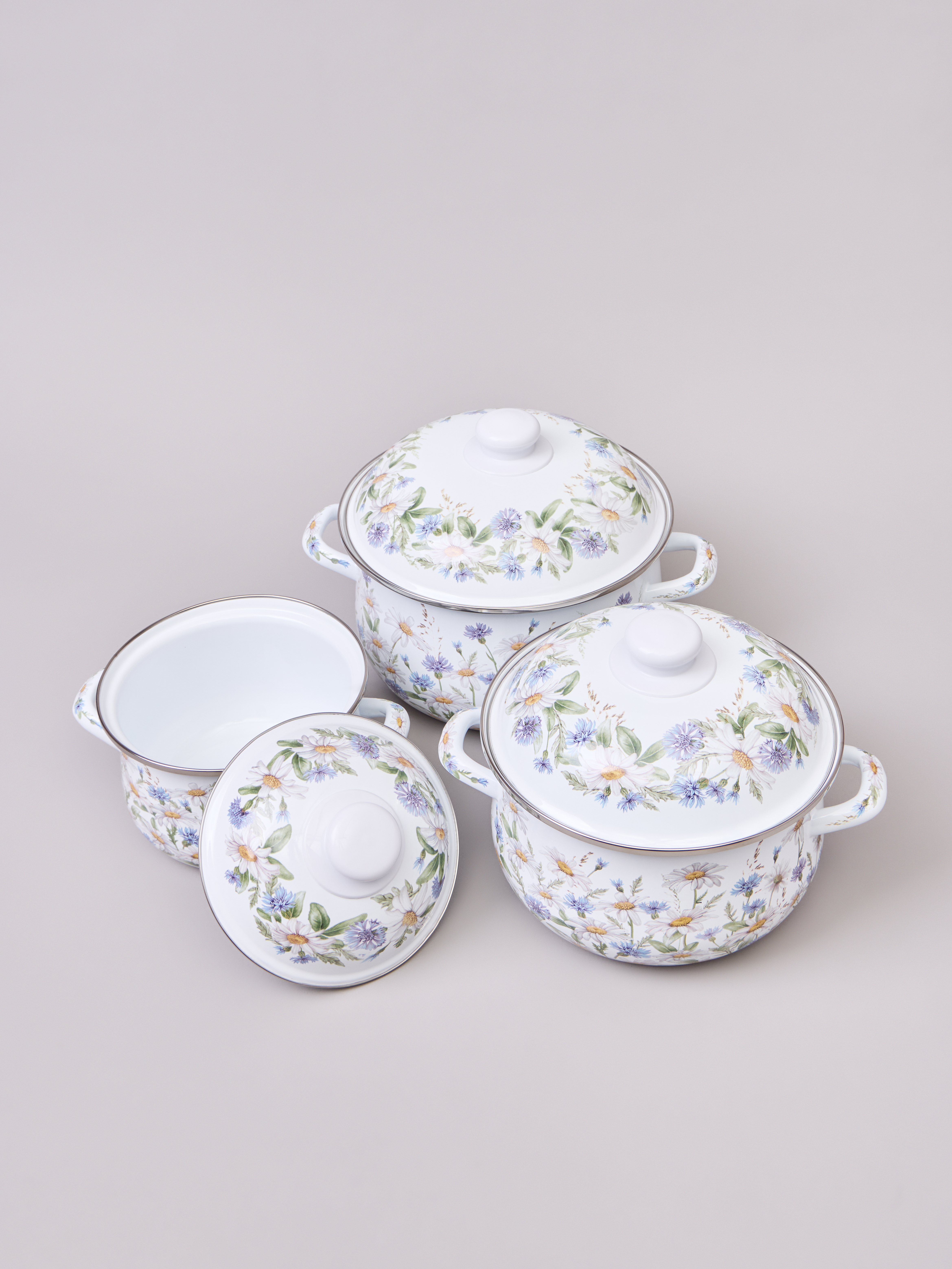 НАБОР КАСТРЮЛЬ AGNESS ЭМАЛИРОВАННЫХ СЕРИЯ, SENTIMENT,  6ПР. 1, 5/2, 8/3, 6Л, 16Х10/20Х12/22Х13СМ