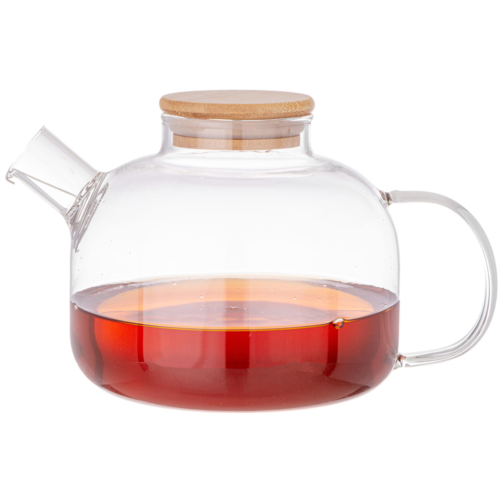 ЧАЙНИК ЗАВАРОЧНЫЙ 1300 МЛ. С БАМБУКОВОЙ КРЫШКОЙ, КОР=12ШТ.