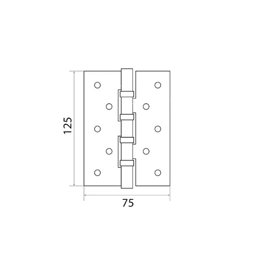 Петля дверная накладная TRODOS 125х75х2,5мм универсальная без конуса золото, цена за штуку, 2/100