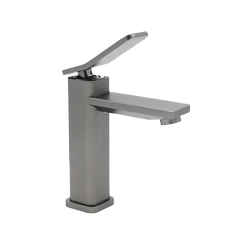 Смеситель для раковины DIKALAN AL1076G монолитный, серый матовый, 1/10