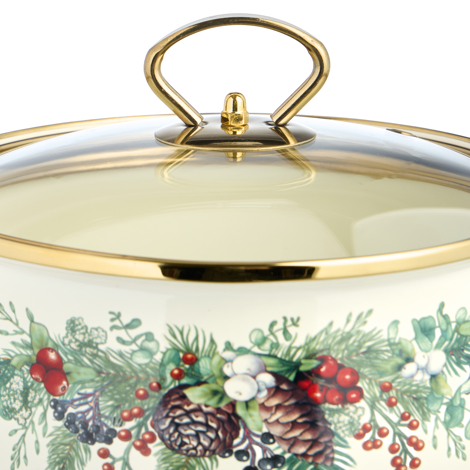 КАСТРЮЛЯ ЭМАЛИРОВАННАЯ AGNESS СО СТЕКЛЯННОЙ КРЫШКОЙ СЕРИЯ, CELEBRATION,  2.8 Л, 20*12 СМ