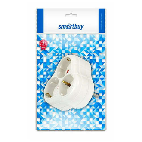 Тройник эл. 16А с/з 230В, разветвитель треугольный, белый Smartbuy, SBE-16-A01-3z, 1/100