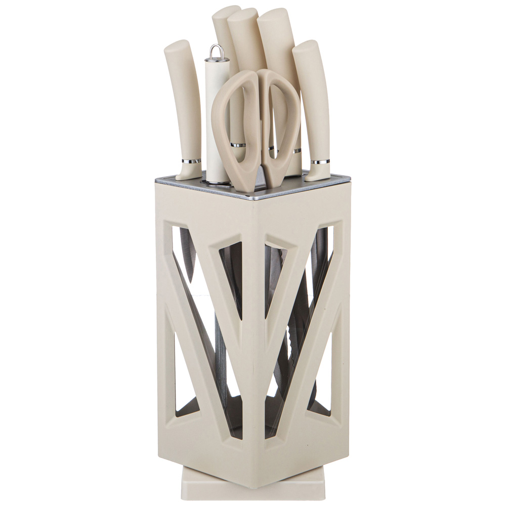 НАБОР НОЖЕЙ AGNESS НЖС НА ПЛАСТИКОВОЙ ВРАЩАЮЩЕЙСЯ ПОДСТАВКЕ 8 ПР.