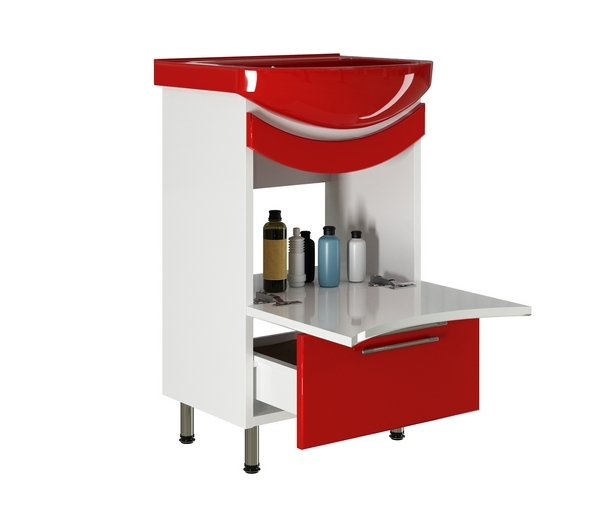 Тумба д/ванной, РАДУГА-52,  ОТДЕЛЬНО ПРИОБРЕТАЕТСЯ РАКОВИНА красная под раковину Альфана-52, ОК, раковина в комплект не входит