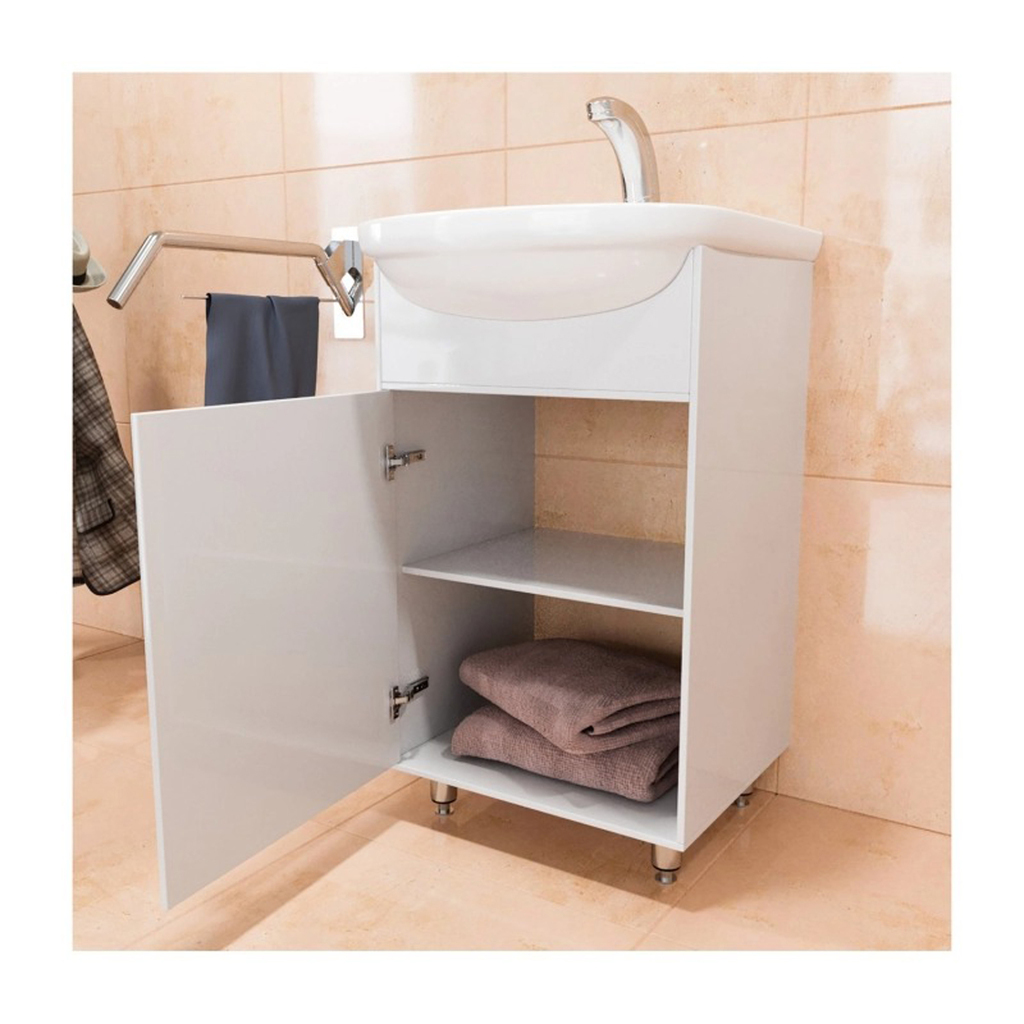 Тумба д/ванной, АлАн-45,  ОТДЕЛЬНО ПРИОБРЕТАЕТСЯ РАКОВИНА белый под раковину Уют-45, Rosa, раковина в комплект не входит