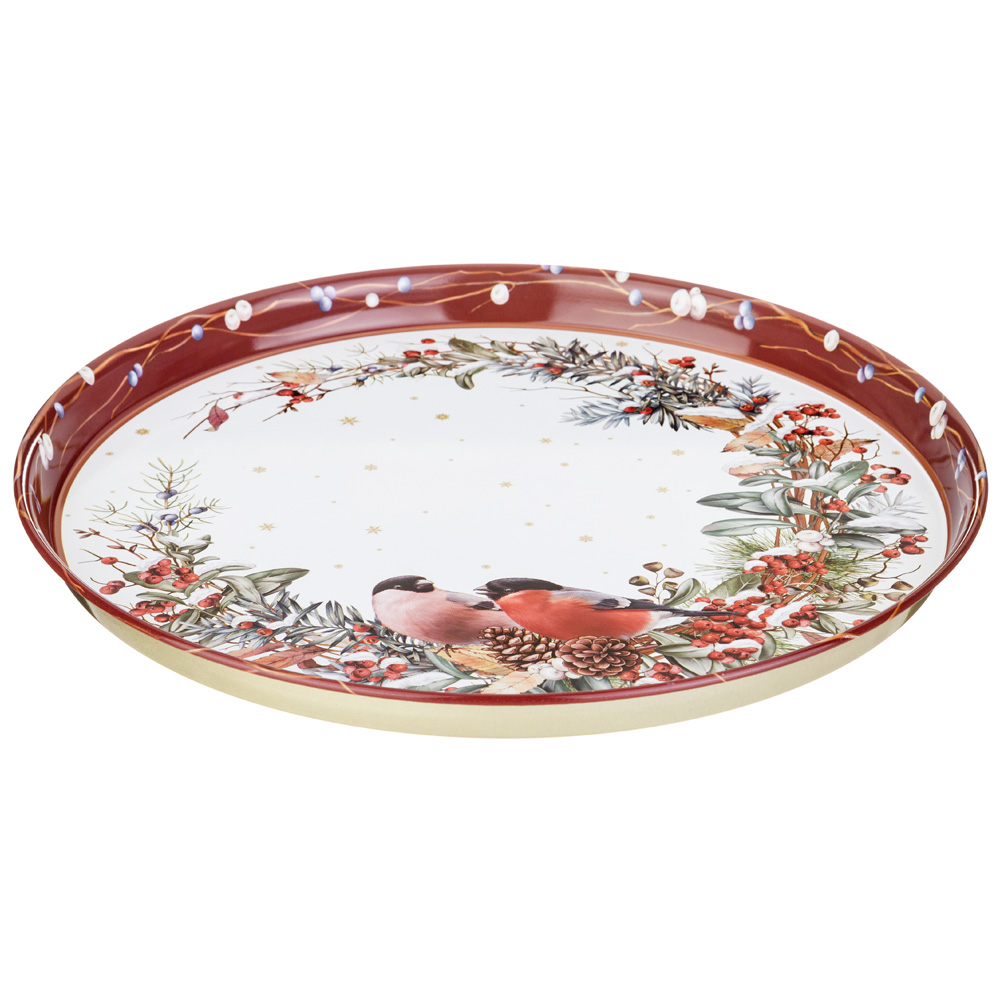 ПОДНОС СЕРВИРОВОЧНЫЙ AGNESS КОЛЛЕКЦИЯ, СНЕГИРИ, КРАСНЫЙ 33*2, 1 СМ