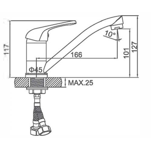 Смеситель для кухни LEDEME 4539В-2 шар. гайка, 1/10