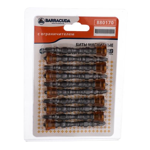 Биты PH2 65мм Барракуда сталь S2 с ограничителем, с магнитным наконечником, цена за 10шт, 1/100