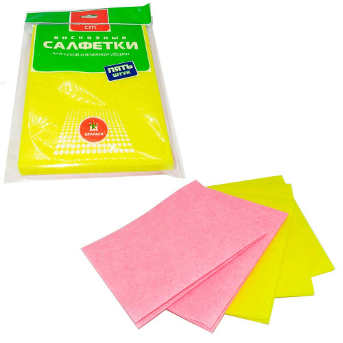 Салфетка универсальная вискозная 5шт, 38*30см, 5/20