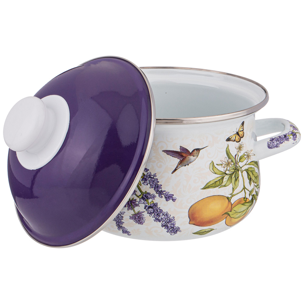 КАСТРЮЛЯ AGNESS ЭМАЛИРОВАННАЯ С ЭМАЛ.КРЫШКОЙ СЕРИЯ, ПРОВАНС ЛИМОНЫ, 1.5 Л, 16*10 СМ