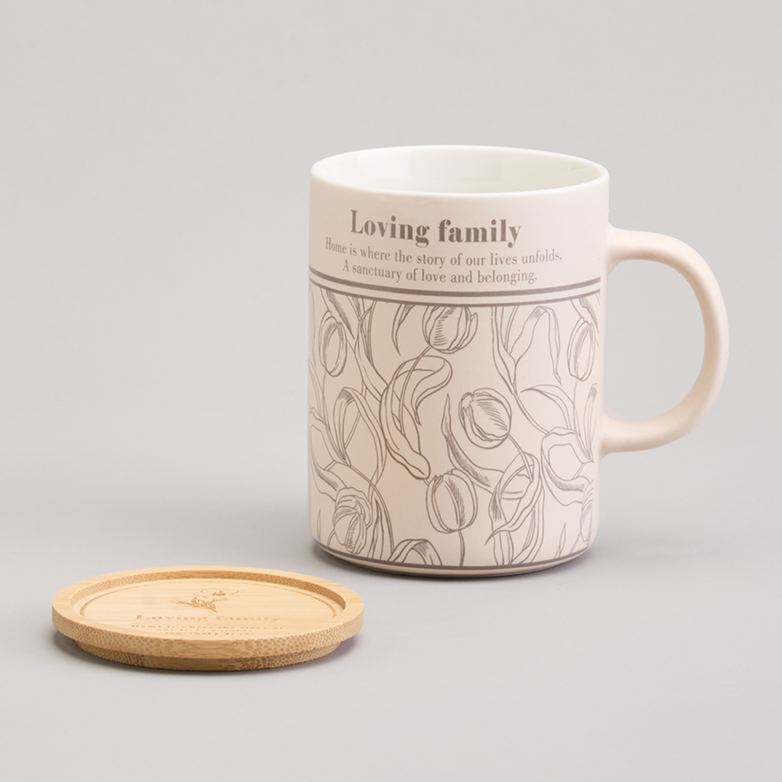 КРУЖКА LEFARD 400МЛ С БАМБУКОВОЙ КРЫШКОЙ, SWEET HOME, 8*10.9CM