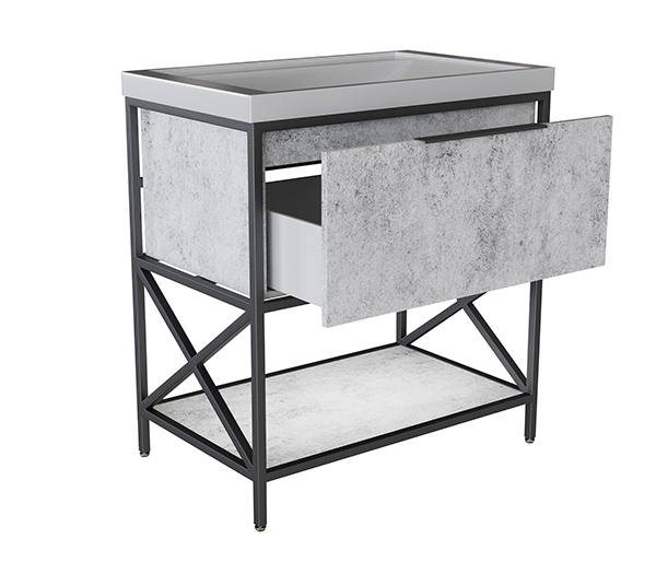 Тумба д/ванной, БРУКЛИН-80,  ОТДЕЛЬНО ПРИОБРЕТАЕТСЯ РАКОВИНА Бетон под раковину Фостер 80, Kirovit /Fest 80, Sanita Luxe ЛОФТ, ЛДСП, раковина в комплект не входит