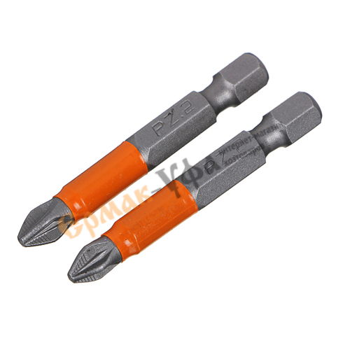 Биты PZ2 50мм ЕРМАК ПРОФИ, PZ2, 50мм, сталь S2, 2 шт. , 1/500