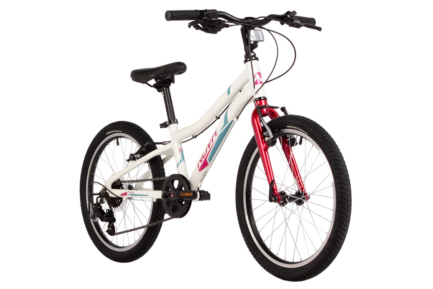 Велосипед NOVATRACK 20,  NOVARA, белый, алюм., 6-скор, TY21/TS38/SG-6SI, V-brake