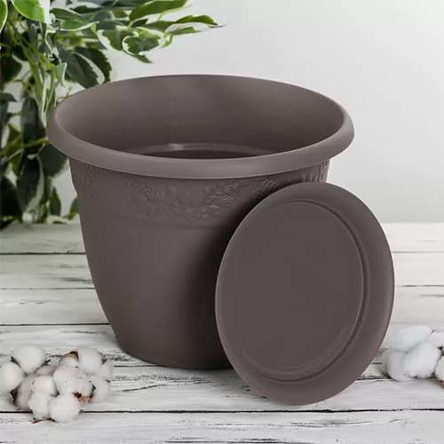 Горшок для цветов Рябина d-310мм 10л с поддоном Французский серый, 1/10