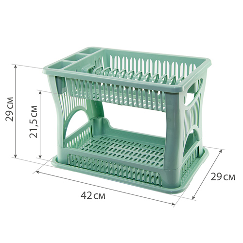 Сушилка для посуды 2-х ярусная, фисташковый, 1/8
