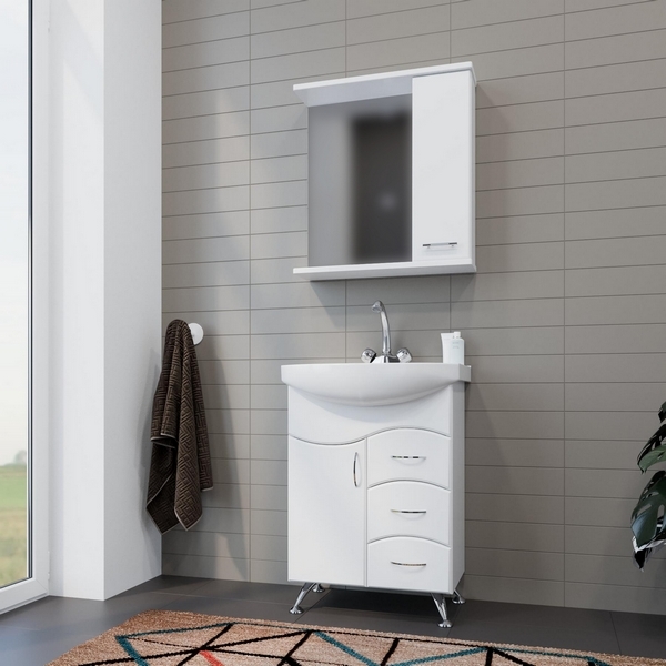 Зеркальный шкаф, Росток 65, правый без подсветки, ПВХ