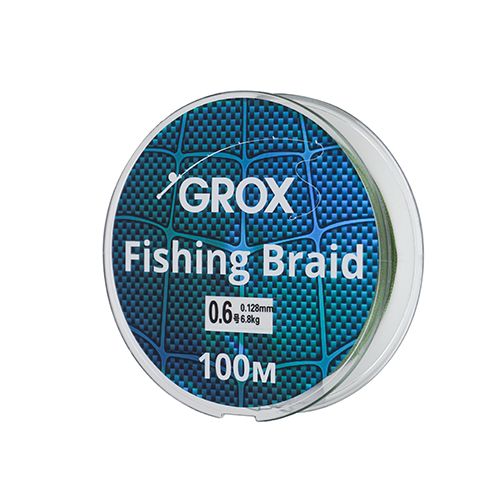 Плетенный шнур для рыбалки леска плетенка GROX 4X 0,12х100м 6,8кг, 1/500