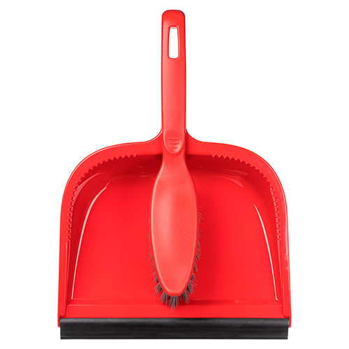 Комплект щетка-сметка Homver Rimo 221241406/03, с квадратным совком с кромкой, красный