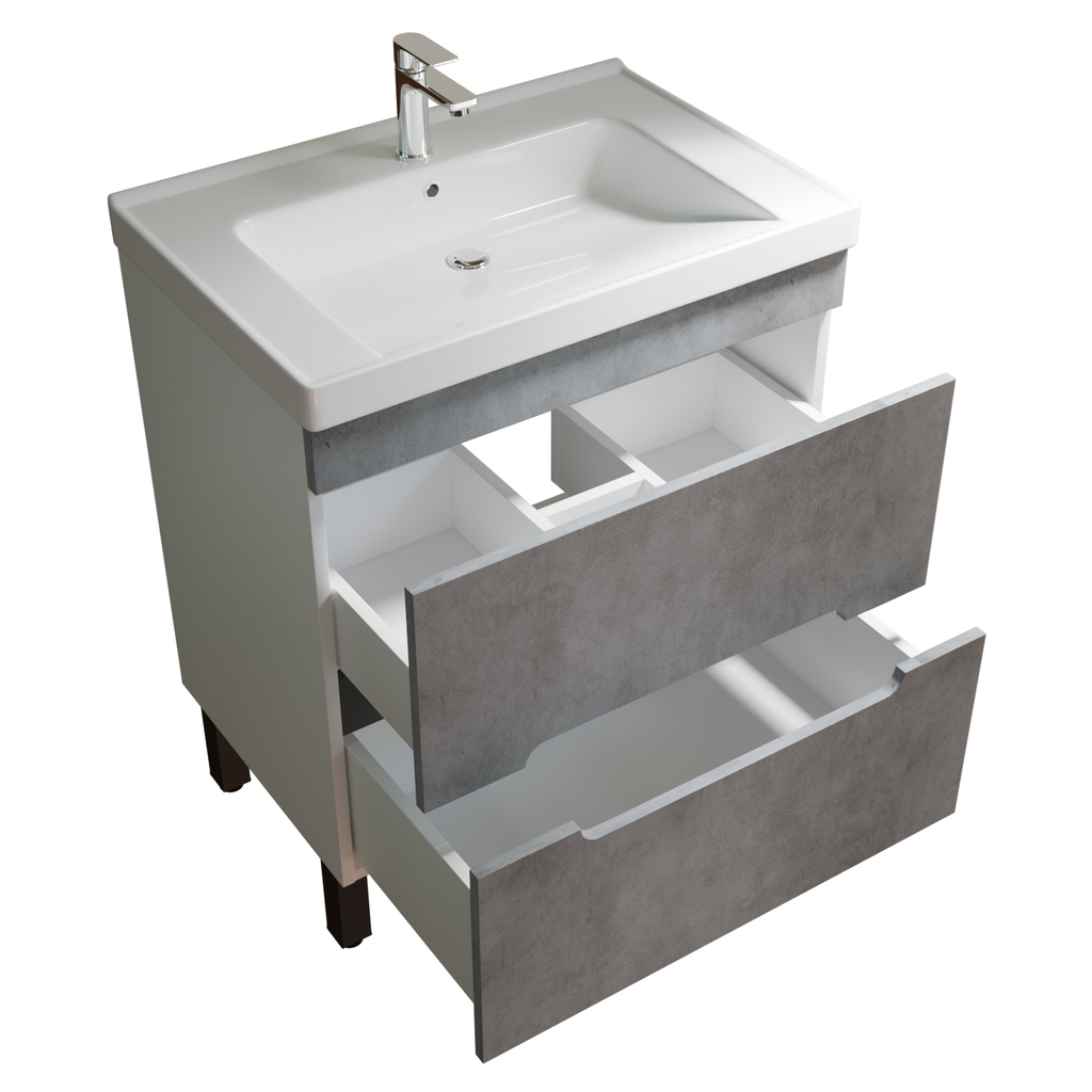 Тумба д/ванной, Честер -70,  ОТДЕЛЬНО ПРИОБРЕТАЕТСЯ РАКОВИНА Бетон под раковину Грэйс- 70, DREJA, раковина в комплект не входит, ПВХ