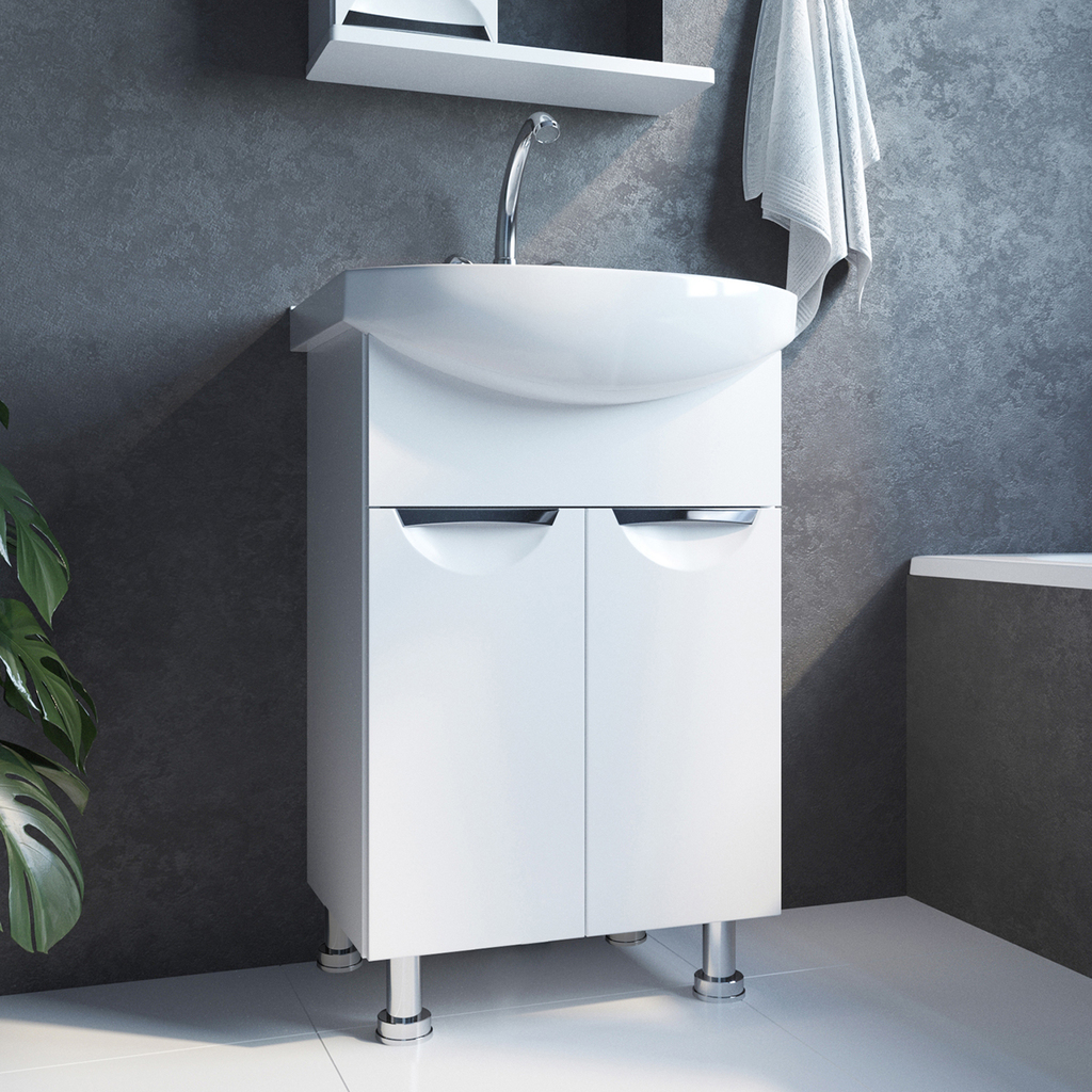 Тумба д/ванной, ЭТЬЕН-55,  ОТДЕЛЬНО ПРИОБРЕТАЕТСЯ РАКОВИНА под раковину Элеганс 55, Rosa, ПВХ, раковина в комплект не входит