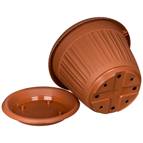 Горшок для цветов 4 л Homver Basil 221601632/01, 230 мм, с поддоном, терракотовый