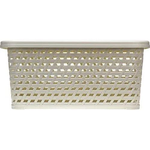 Ящик с крышкой 4 л IDEA РОТАНГ М 2372, 280х185х126 мм, белый ротанг