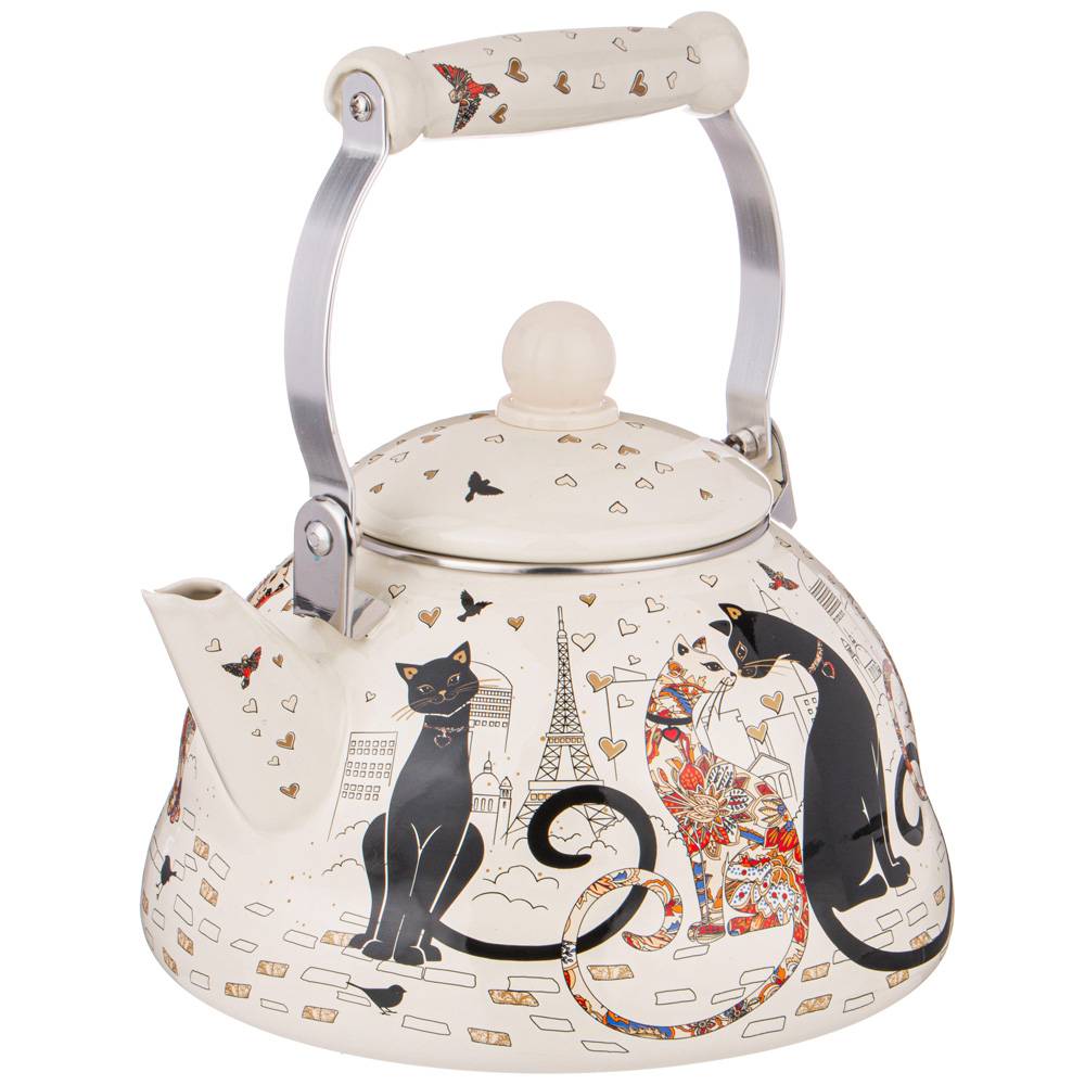 ЧАЙНИК AGNESS ЭМАЛИРОВАННЫЙ, 3, 0Л, СЕРИЯ, ПАРИЖСКИЕ КОТЫ,