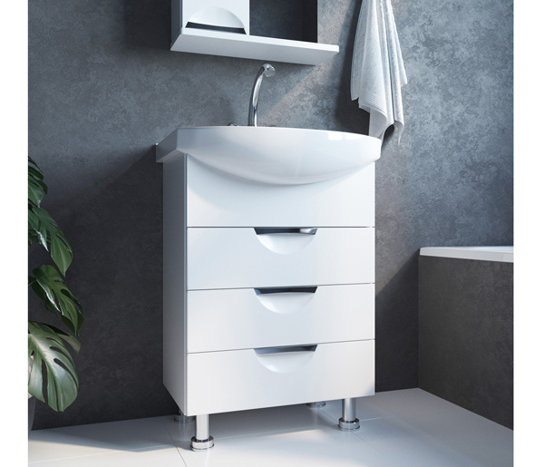 Тумба д/ванной, ЭТЬЕН-60,  ОТДЕЛЬНО ПРИОБРЕТАЕТСЯ РАКОВИНА под раковину Элеганс-60, Rosa, ПВХ, раковина в комплект не входит