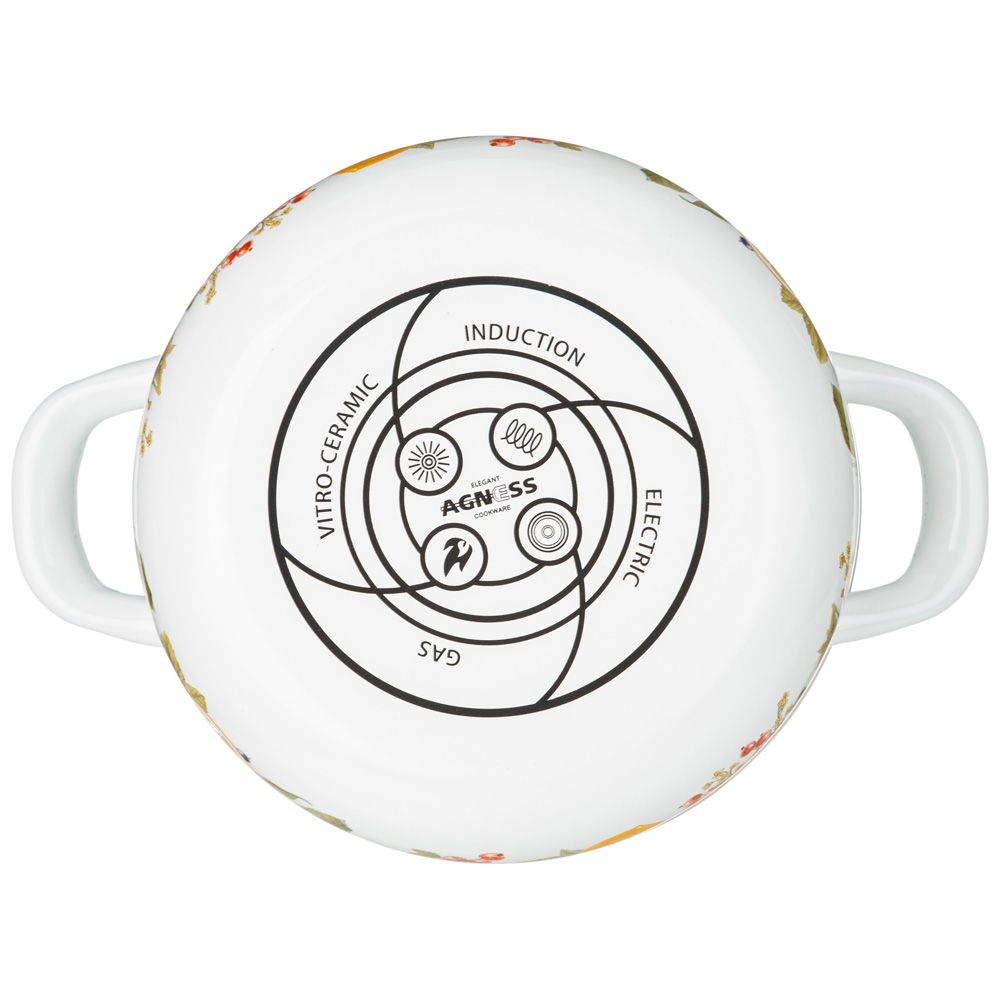 НАБОР КАСТРЮЛЬ AGNESS ЭМАЛИРОВАННЫХ СЕРИЯ, ФРУКТОВАЯ КОРЗИНА,  6ПР. 1, 5/2, 8/3, 6Л, 16Х10/20Х12/22Х13СМ