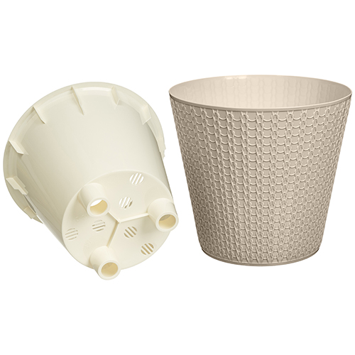 Горшок для цветов 5 л Homver Velvet 221603027/01, 230 мм, бежевый