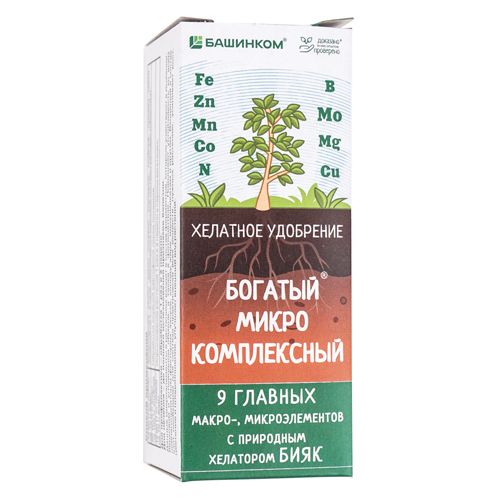 Удобрение Богатый-микро Комплексный, 9 микроэлементов, 0,1л, 1/30