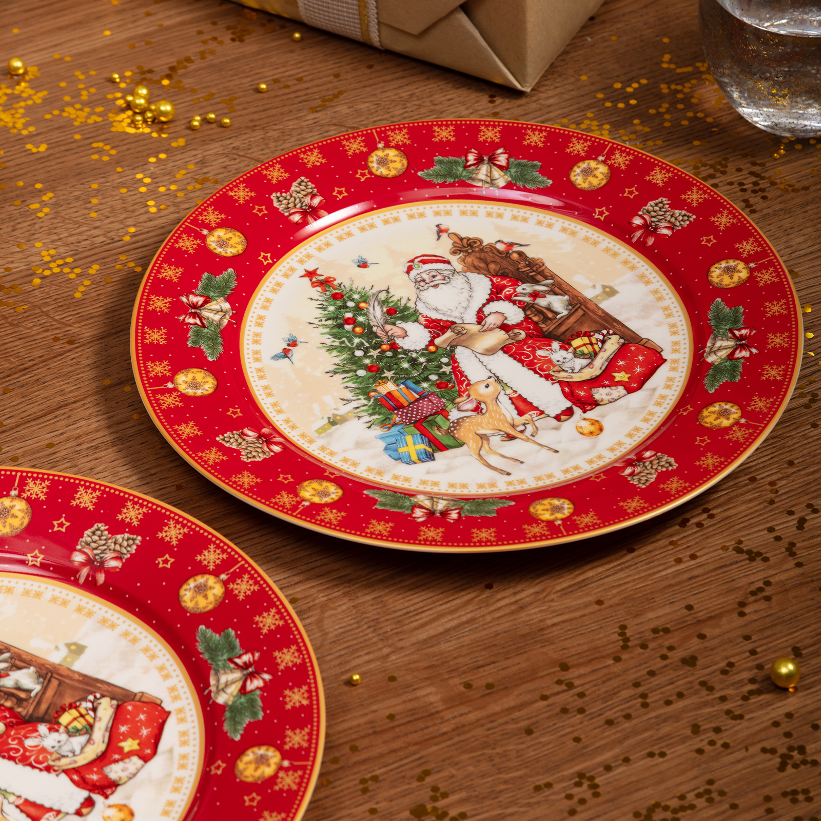 НАБОР ТАРЕЛОК ОБЕДЕННЫХ LEFARD, ДЕД МОРОЗ, 2 ШТ. 27 СМ КРАСНЫЙ, КОР=9НАБ.