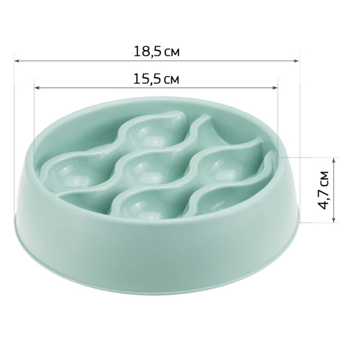 Миска для медленного кормления IDEA ВОЛНА М 1805,  морская волна