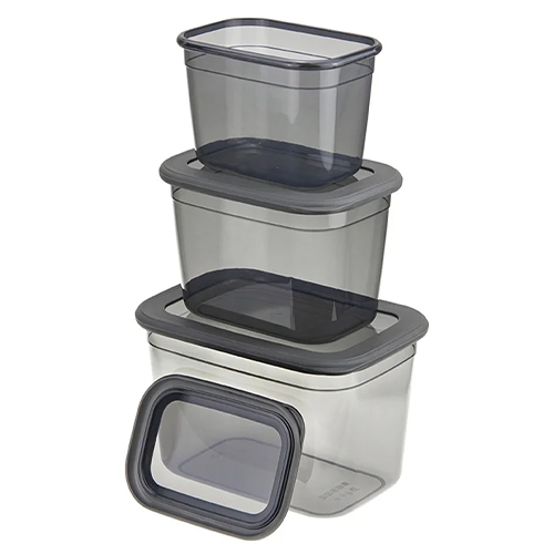 Набор ёмкостей для продуктов 0.8 л,1.3 л, 2.3 л IDEA РЕСПЕКТ М 1265, графитовый