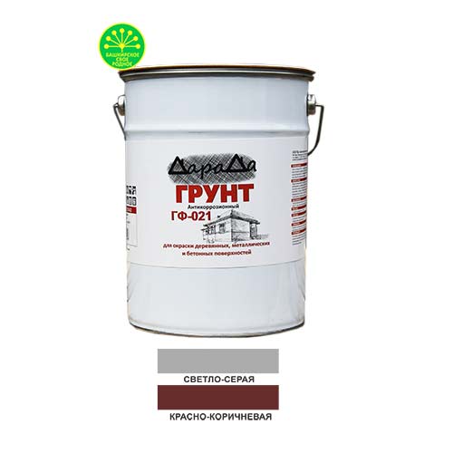 Грунт ГФ-021 красно-коричневый 6кг быстросохнущий, ДАРАДА, ГОСТ, 1/1