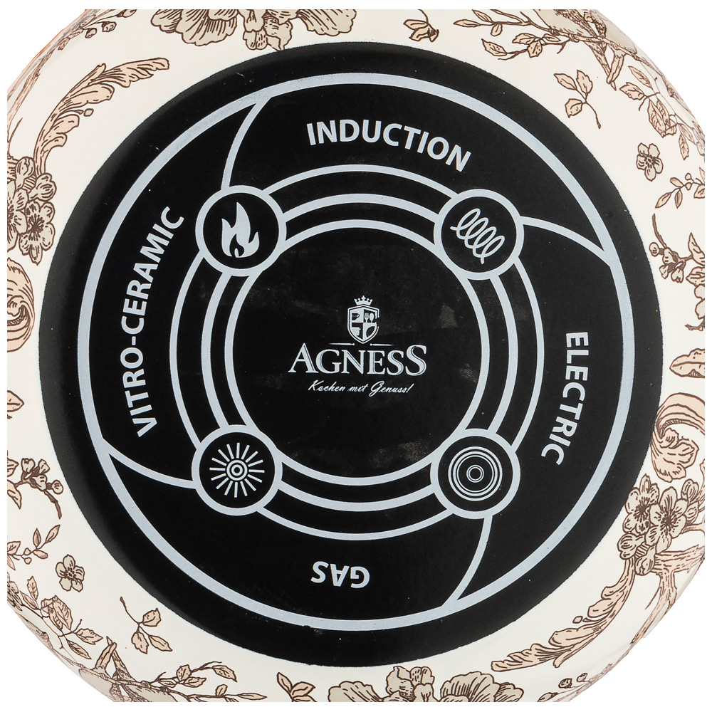 КАСТРЮЛЯ ЭМАЛИРОВАННАЯ AGNESS С КРЫШКОЙ, СЕРИЯ ROYAL GARDEN 2,1Л, ДИА.16СМ ПОДХОДИТ ДЛЯ ИНДУКЦИОН.ПЛ